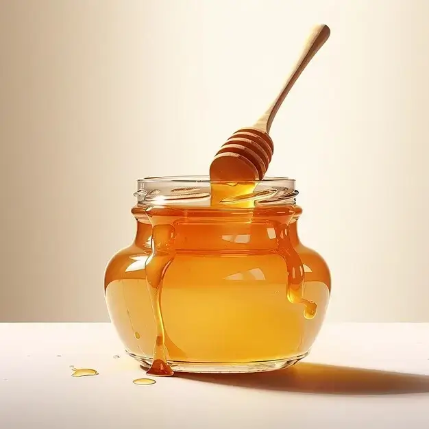 A beautiful jar of golden honey
